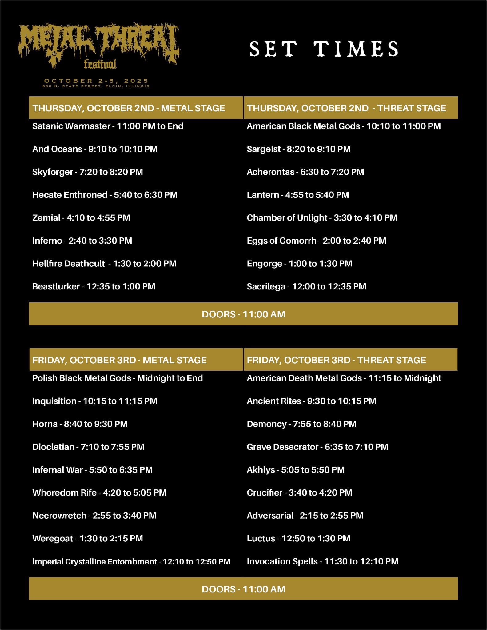 Metal Threat Set Times 1