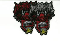 NUNSLAUGHTER - Shaped Demon Bat Boiling Christian Skulls (Red Logo)